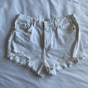 Zara white denim high waisted shorts